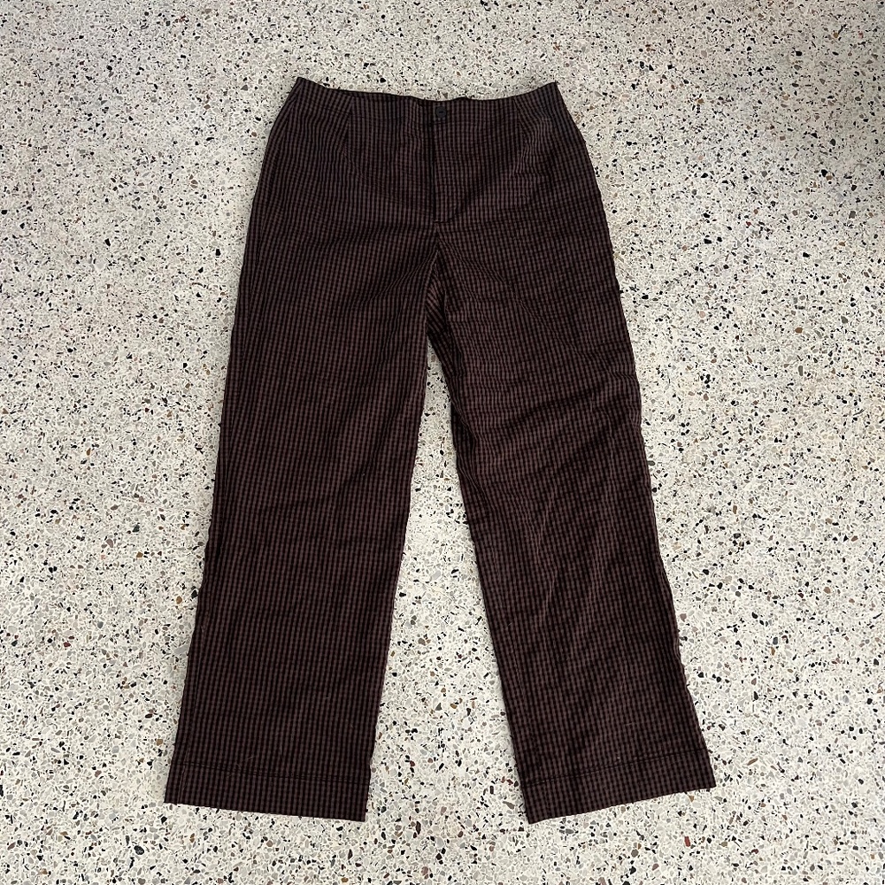Vintage chicos black brown plaid trouser pants size 2